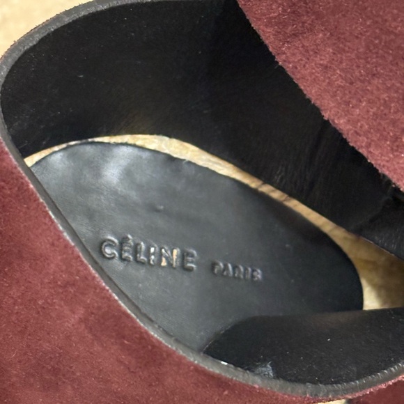 Celine 37 Elegant Burgundy Wedge Sandals - Picture 4 of 7